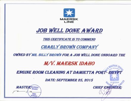 Maersk Line Job Well Done Award, M/V Maersk Idaho
