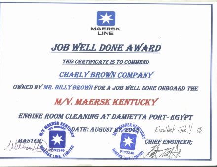 Maersk Line Job Well Done Award, M/V Maersk Kentucky