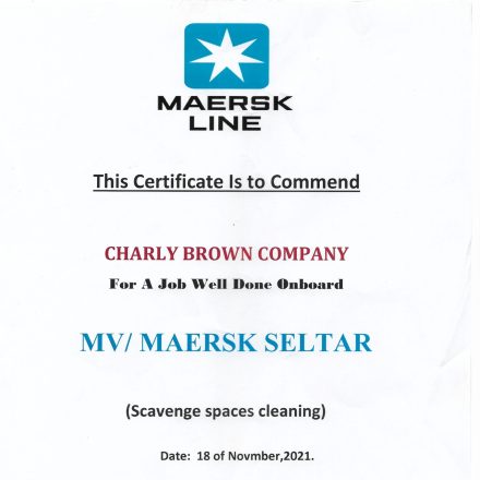 Maersk Line commendation, MV Maersk Seltar, November 2021