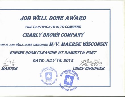 Maersk Line Job Well Done Award, M/V Maersk Wisconsin