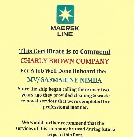 Maersk Line commendation, MV Safmarine Nimba